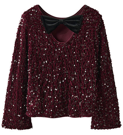 Name It Bluse - NkfRusitta - Burgundy/Black Bow m. Palietter