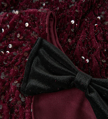 Name It Bluse - NkfRusitta - Burgundy/Black Bow m. Palietter