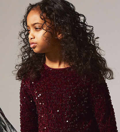 Name It Bluse - NkfRusitta - Burgundy/Black Bow m. Palietter