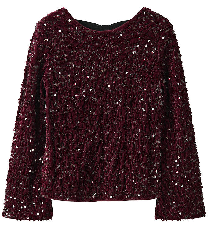 Name It Bluse - NkfRusitta - Burgundy/Black Bow m. Palietter