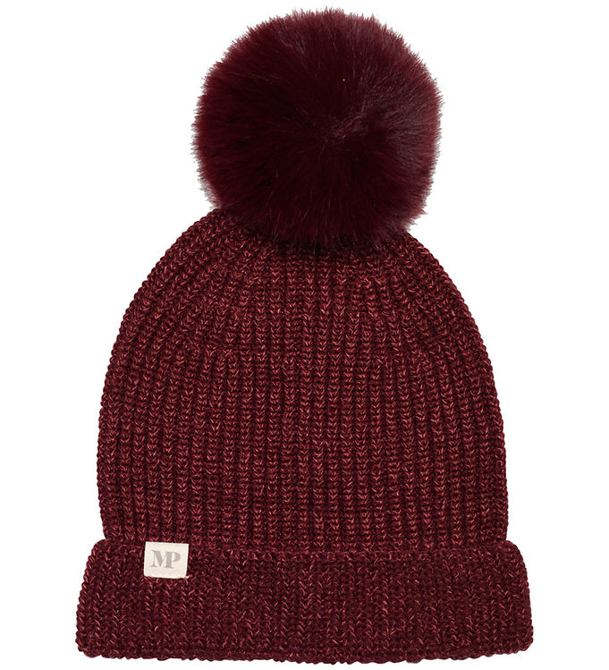 MP Hue - Rib - Strik - Uld/Bambus - Wine Red m. Kvast