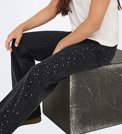 Kids Only Denimbukser - KogJuicy - Washed Black/Rhinestones