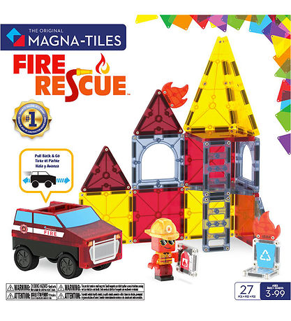 Magna-Tiles Magnetsæt - 27 Dele - Fire Rescue + MicroMAGS