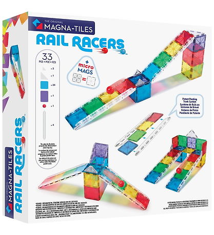 Magna-Tiles Magnetsæt - 33 Dele - Small Rail Racer + MicroMAGS