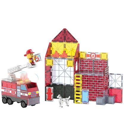 Magna-Tiles Magnetsæt - 50 Dele - Fire Station + MicroMAGS