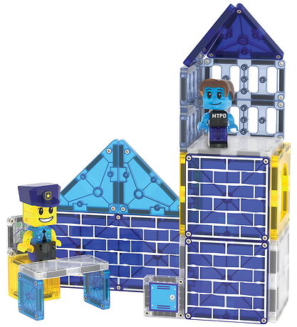 Magna-Tiles Magnetsæt - 35 Dele - Police Station + MicroMAGS