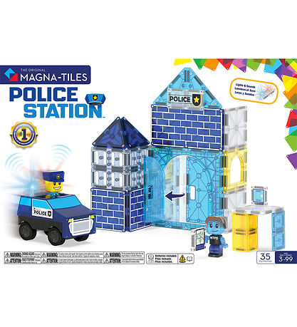 Magna-Tiles Magnetsæt - 35 Dele - Police Station + MicroMAGS