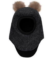 Huttelihut Elefanthue - Uld/Bomuld - 2-lags - Dark Grey Melange