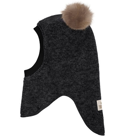Huttelihut Elefanthue - Uld/Bomuld - 2-lags - Dark Grey Melange