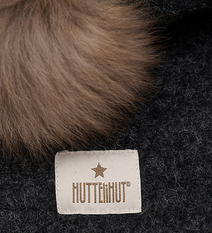 Huttelihut Elefanthue - Uld/Bomuld - 2-lags - Dark Grey Melange