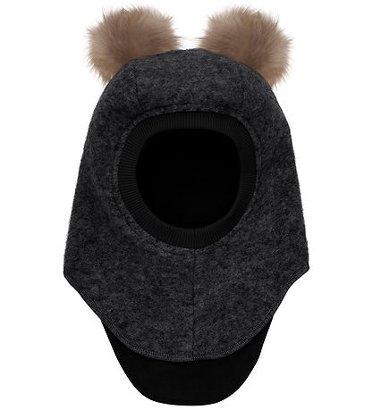 Huttelihut Elefanthue - Uld/Bomuld - 2-lags - Dark Grey Melange