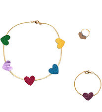 Mimi & Lula Smykkesæt - Halskæde/Armbånd/Ring - Heart Gold Mimi & Lula Smykkesæt - Halskæde/Armbånd/Ring - Heart Gold