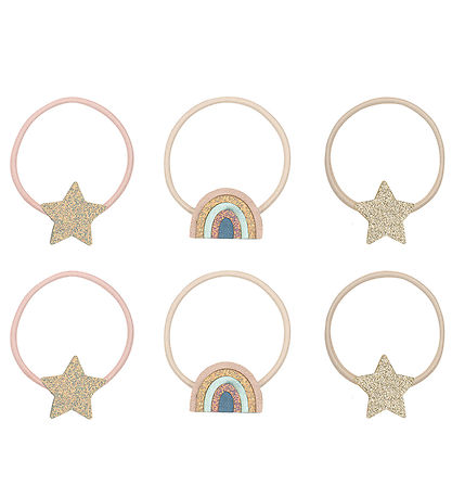 Mimi & Lula Hårelastikker - 6-pak - Rainbow & Star Celeste