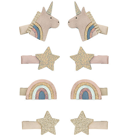 Mimi & Lula Hårclips - 8-pak - Mini Unicorn Celeste