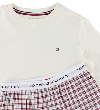 Tommy Hilfiger Pyjama Set - Cuffed - Ivory Silk/Mini Plaie Ivory Tommy Hilfiger Pyjama Set - Cuffed - Ivory Silk/Mini Plaie Ivory