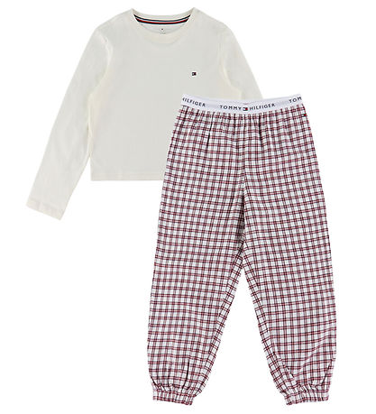 Tommy Hilfiger Pyjama Set - Cuffed - Ivory Silk/Mini Plaie Ivory Tommy Hilfiger Pyjama Set - Cuffed - Ivory Silk/Mini Plaie Ivory