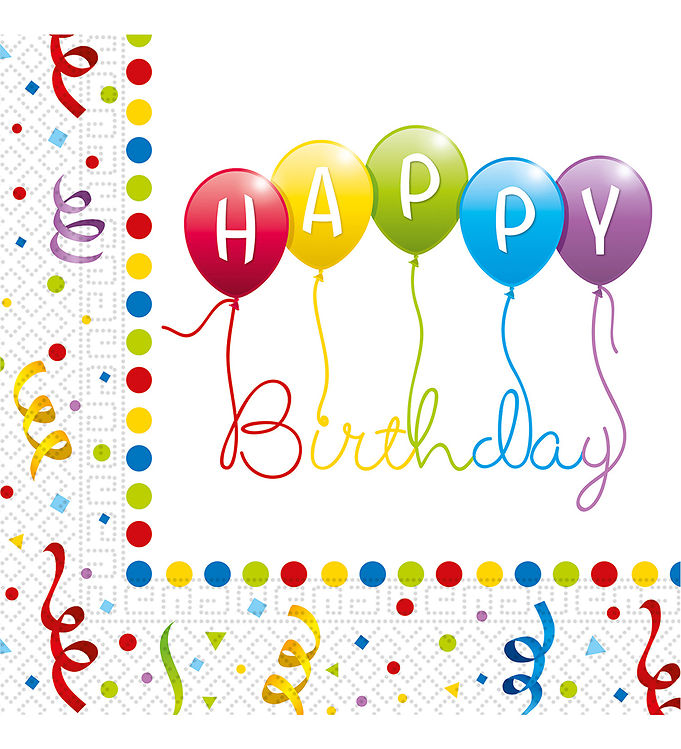 Decorata Party Servietter - 20-pak - 33x33 cm - Happy Birthday S