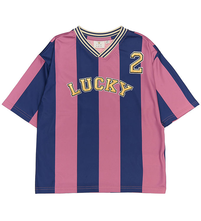 The New T-shirt Stribet Med Lucky Print - Str. 9-10y 134/140cm