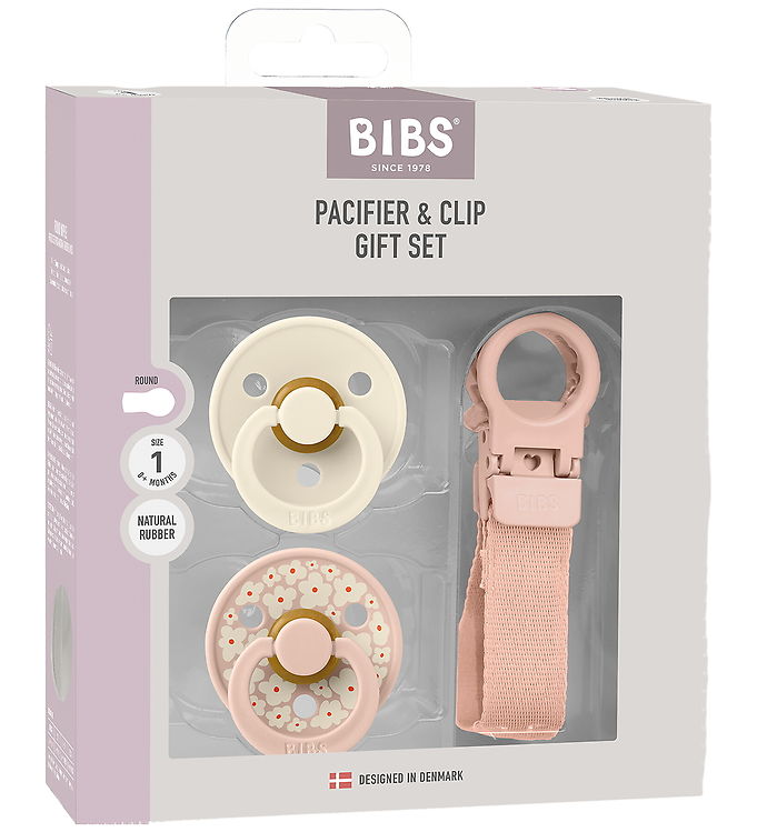 BIBS Rund Colour Sut - 2-Pak - Str. 1 - Naturgummi - m. Suttesnor - Blush