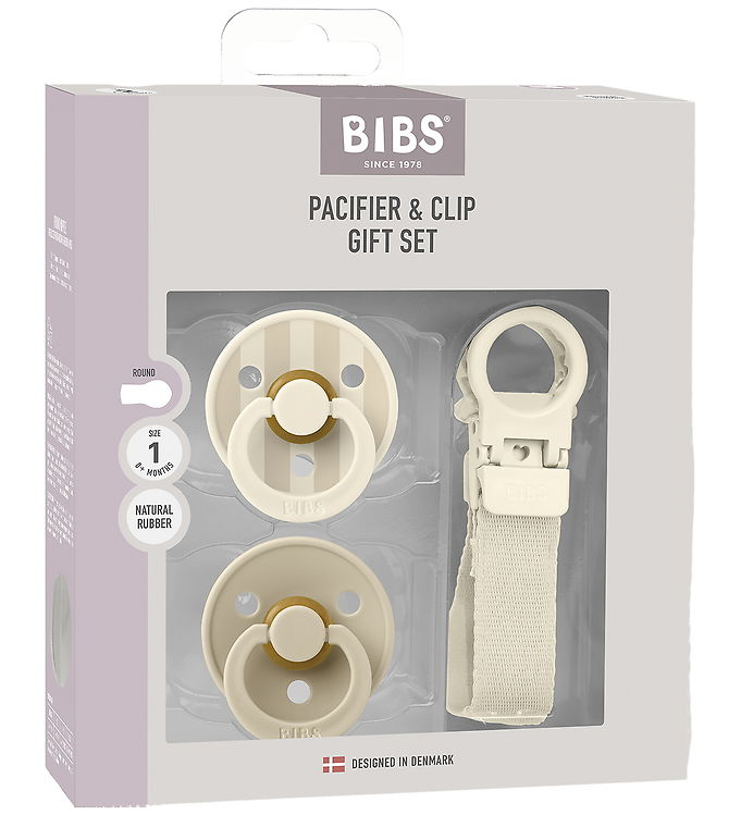 BIBS Rund Colour Sut - 2-Pak - Str. 1 - Naturgummi - m. Suttesnor - Ivory