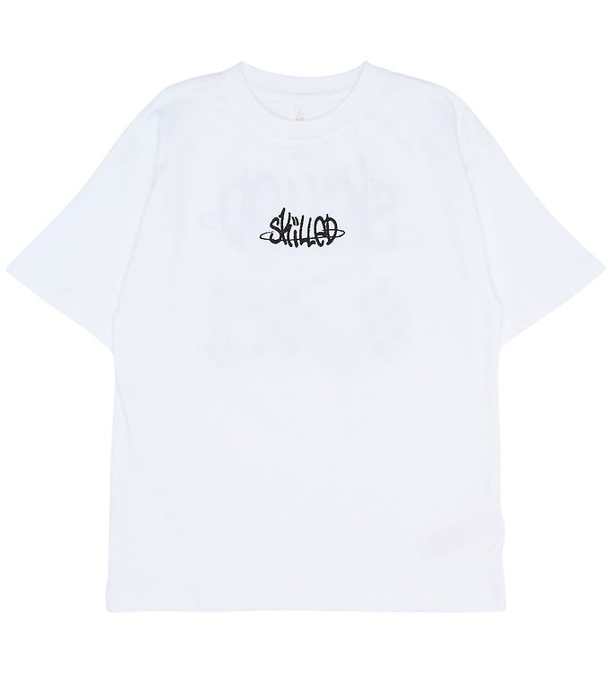 The New Oversized T-shirt Hvid Med Skilled Print - Str. 7-8y 122/128cm