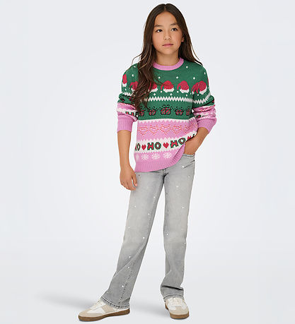 Kids Only Bluse - Strik - Jul - Fuchsia Pink/W. Green Jacket/CD/