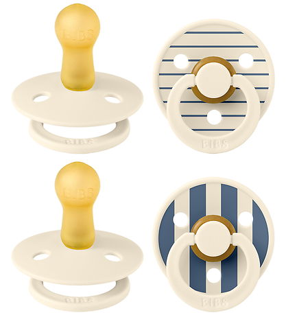 BIBS Colour Sutter - 4-pak - Str. 2 - Ivory/Vanilla/Steel Blue