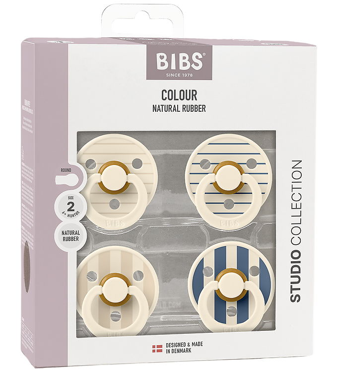 BIBS Colour Sutter - 4-pak - Str. 2 - Ivory/Vanilla/Steel Blue billede