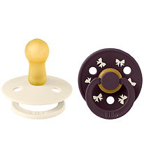 BIBS Colour Sutter - Str. 2 - Rund - 2-pak - Bow - Ivory/Plum