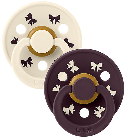 BIBS Colour Sutter - Str. 2 - Rund - 2-pak - Bow - Ivory/Plum