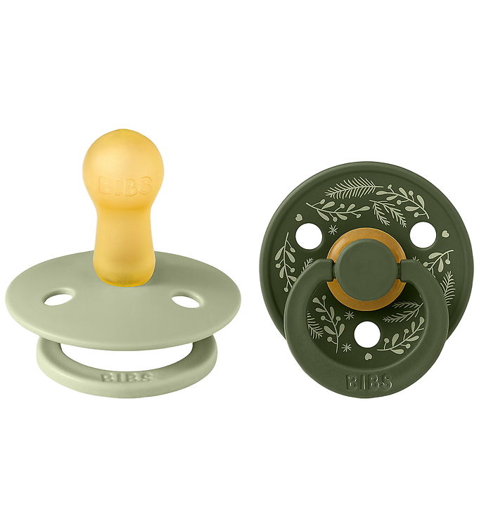 BIBS Rund Colour Sut - 2-Pak - Str. 2 - Naturgummi - Holiday Leaf - Hunter Green