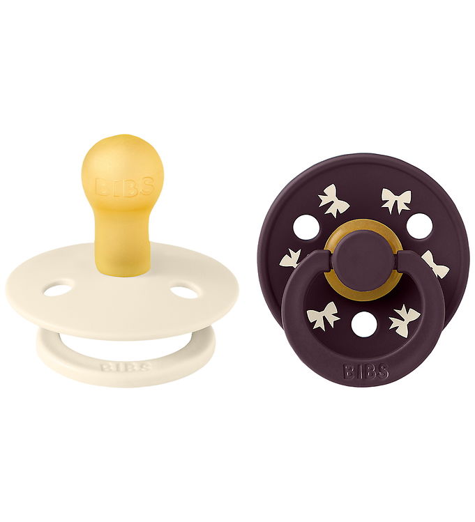 BIBS Rund Colour Sut - 2-Pak - Str. 1 - Naturgummi - Holiday Bow - Ivory/Plum