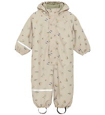 CeLaVi Regndragt m. Fleece - AOP - White Pepper