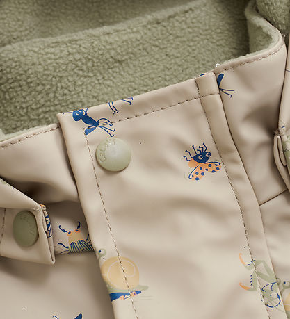 CeLaVi Regndragt m. Fleece - AOP - White Pepper