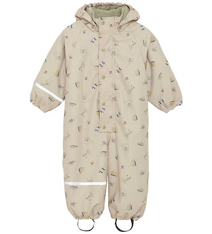 CeLaVi Regndragt m. Fleece - AOP - White Pepper