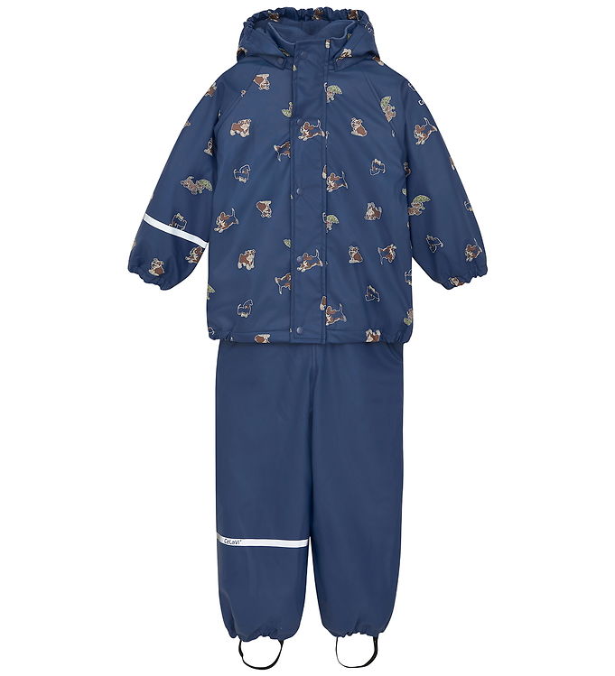 CeLaVi Regntøj m. Seler/Fleece - Recycle PU - Oceania m. Print