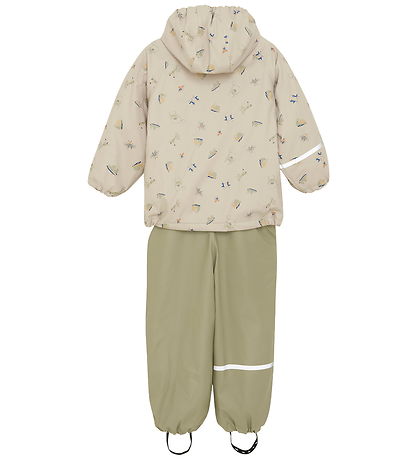CeLaVi Regntøj m. Fleece - AOP - White Pepper