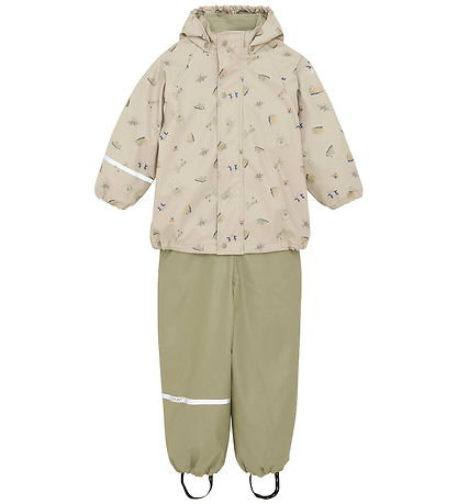 CeLaVi Regntøj m. Fleece - AOP - White Pepper