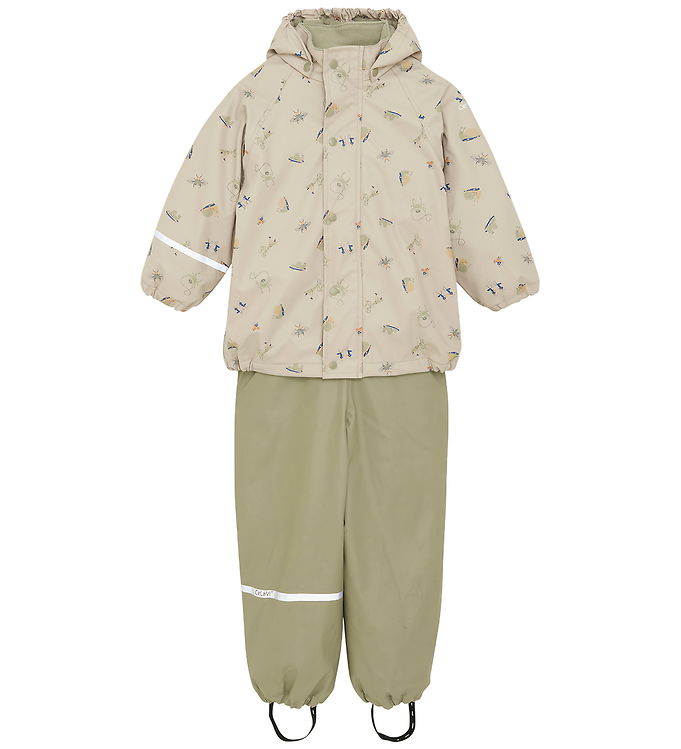 CeLaVi Regntøj m. Seler/Fleece - Recycle PU - White Pepper m. Pr