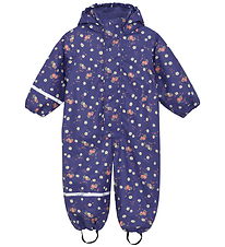 CeLaVi Regndragt m. Fleece - Aop - Skipper Blue