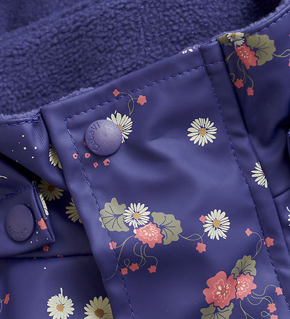 CeLaVi Regndragt m. Fleece - Aop - Skipper Blue