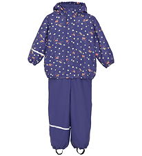 CeLaVi Regntøj m. Seler/Fleece - AOP - Skipper Blue