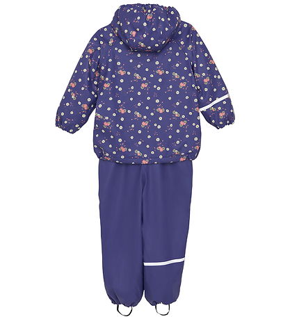 CeLaVi Regntøj m. Seler/Fleece - AOP - Skipper Blue