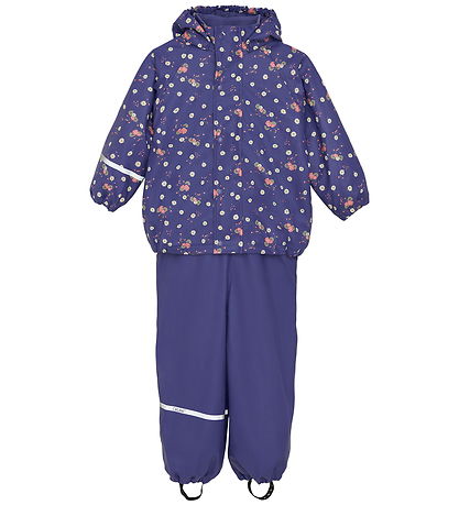 CeLaVi Regntøj m. Seler/Fleece - AOP - Skipper Blue