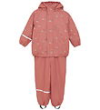 CeLaVi Rainwear w. Suspenders/Fleece - AOP - Brick Dust