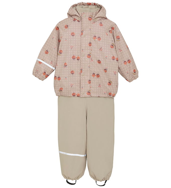 CeLaVi Regntøj m. Seler/Fleece - Recycle PU - Nasturtium m. Prin