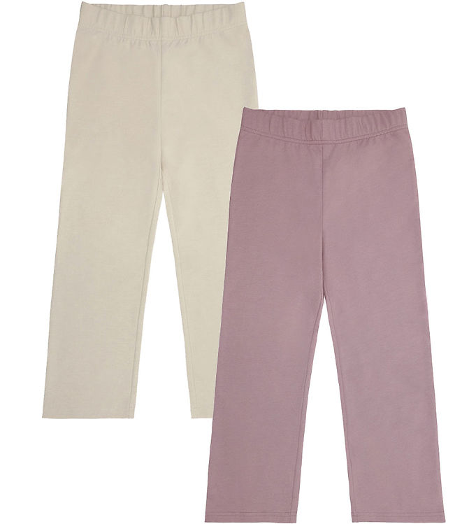 Minymo Leggings med Fleece 2-pak - Elderberry/Rainy Day