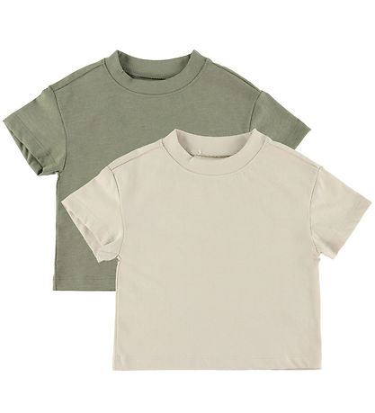 Minymo T-shirts - Loose Fit - 2-pak -  Vetiver Minymo T-shirts - Loose Fit - 2-pak -  Vetiver