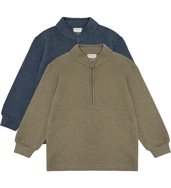 Minymo Sweatshirt m. Lynlås - 2-pak - Vetiver