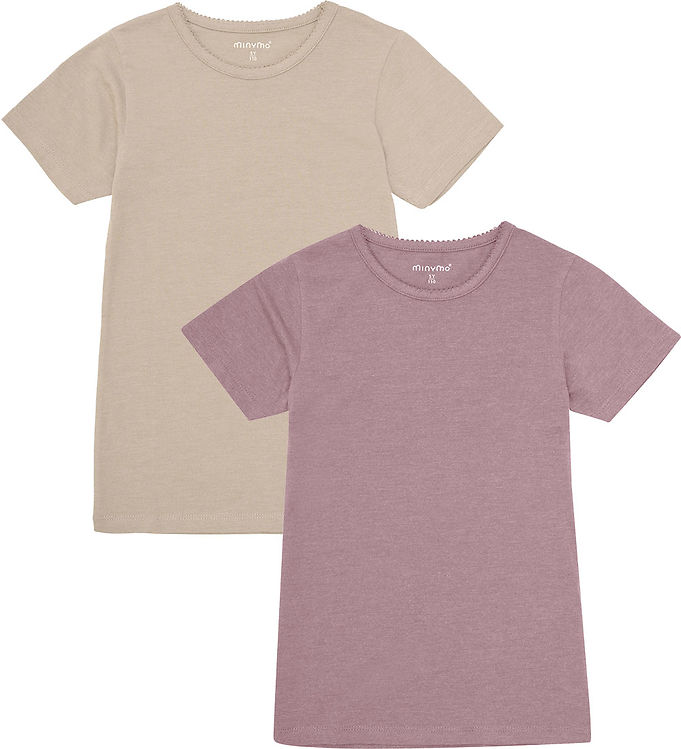 Minymo T-shirts - 2-pak - Elderberry/Rainy Day